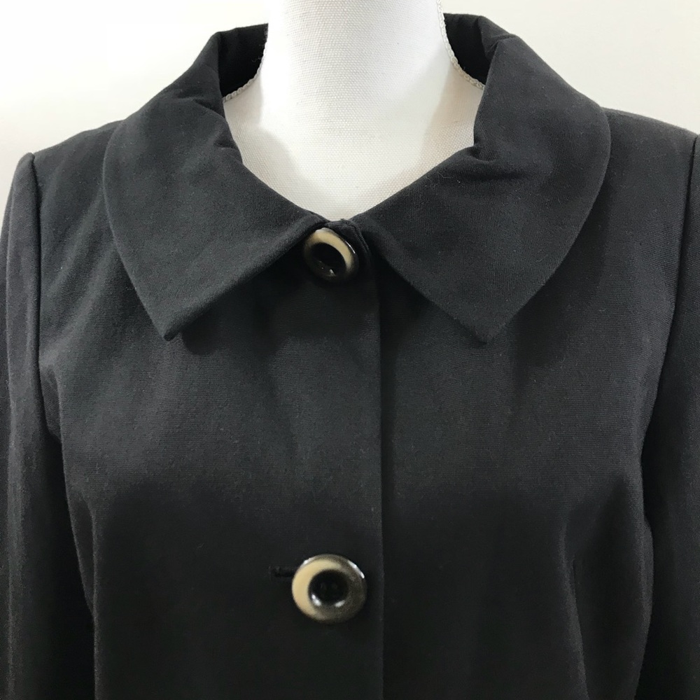 Black Long Button Down Coat Size Medium - image 2
